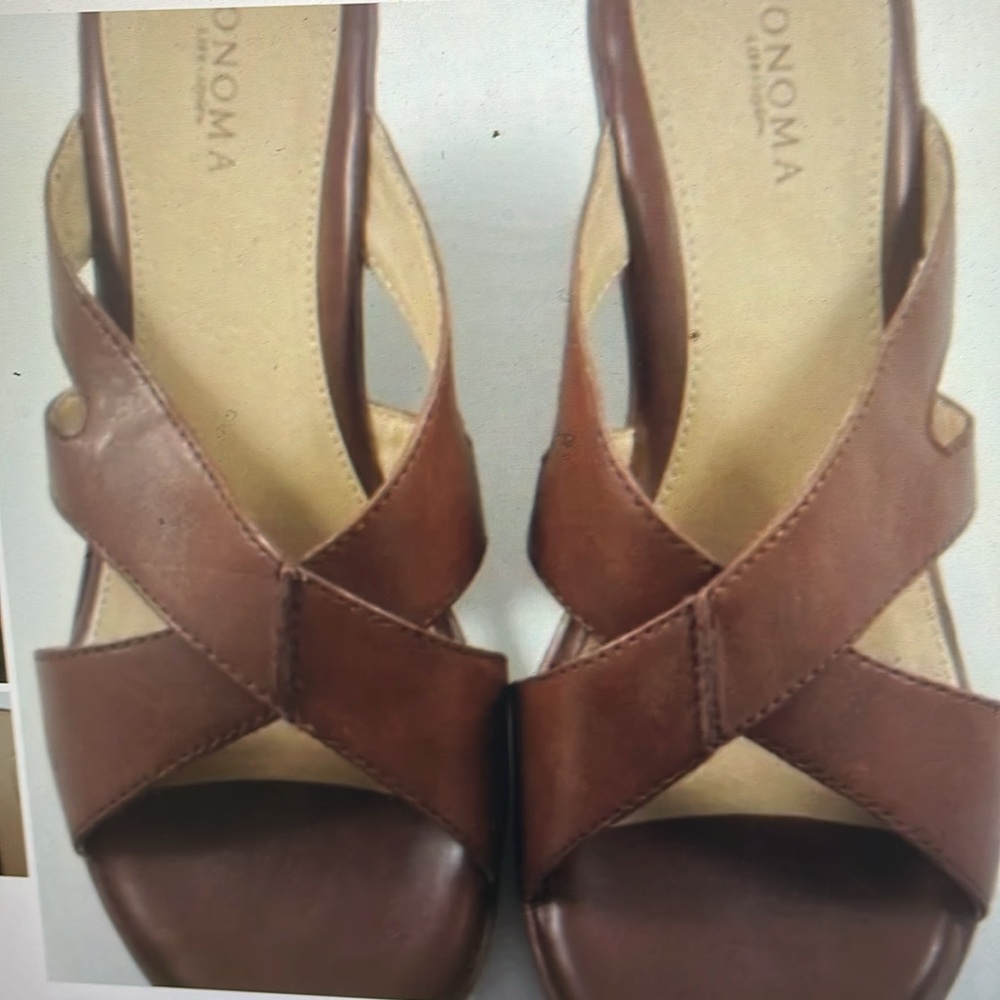 Sonoma Lifestyle Leather Wedge brown Heels